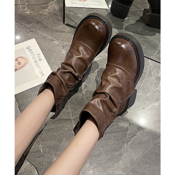 ヴィンテージ風カバーブーツレディース ドレープブーツ歩きやすい冬靴 アンクルブー… | SUNSHINE CLOSET | 詳細画像19 