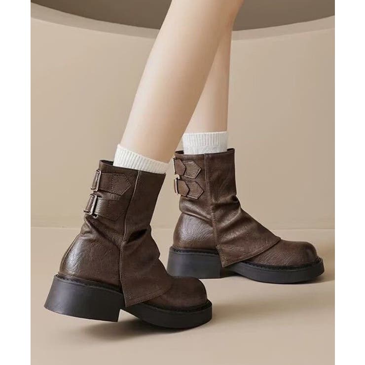 ヴィンテージ風カバーブーツレディース ドレープブーツ歩きやすい冬靴 アンクルブー… | SUNSHINE CLOSET | 詳細画像3 