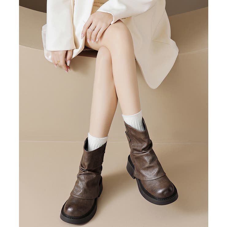 ヴィンテージ風カバーブーツレディース ドレープブーツ歩きやすい冬靴 アンクルブー… | SUNSHINE CLOSET | 詳細画像5 