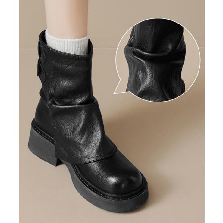 ヴィンテージ風カバーブーツレディース ドレープブーツ歩きやすい冬靴 アンクルブー… | SUNSHINE CLOSET | 詳細画像9 