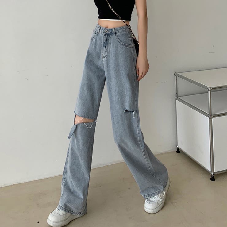 ダメージ デニムパンツ レディース着やせ | SUNSHINE CLOSET | 詳細画像2 