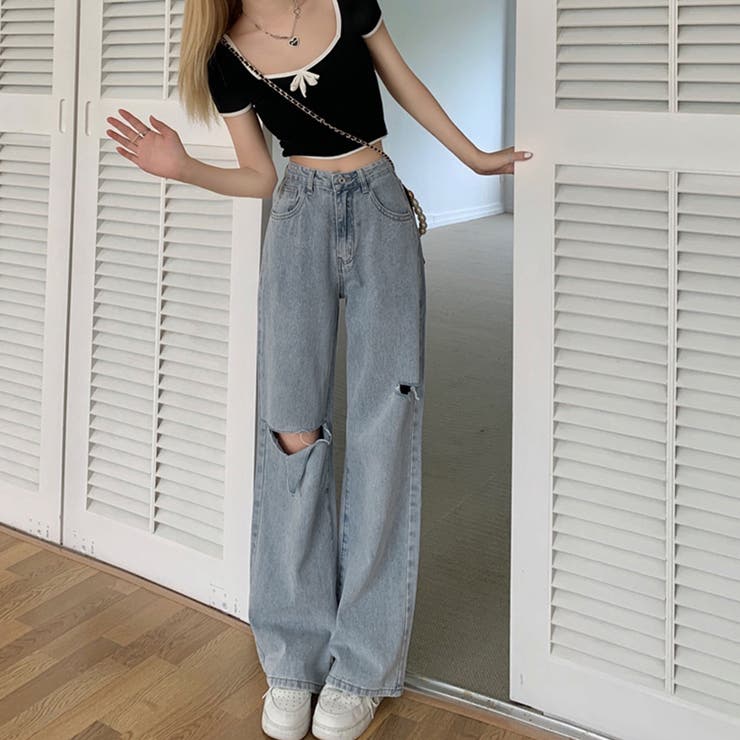 ダメージ デニムパンツ レディース着やせ | SUNSHINE CLOSET | 詳細画像6 