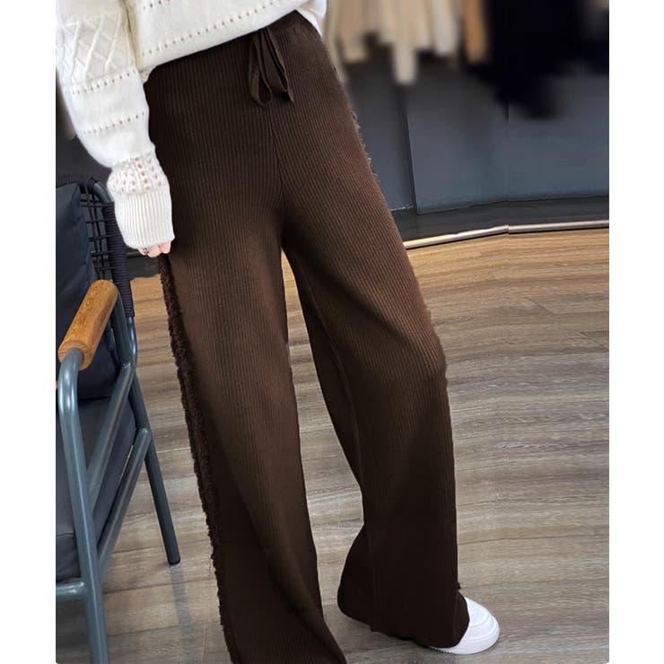 サイドフリンジ リブニットパンツ 暖かい | SUNSHINE CLOSET | 詳細画像10 