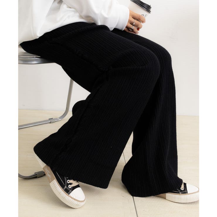 サイドフリンジ リブニットパンツ 暖かい | SUNSHINE CLOSET | 詳細画像13 