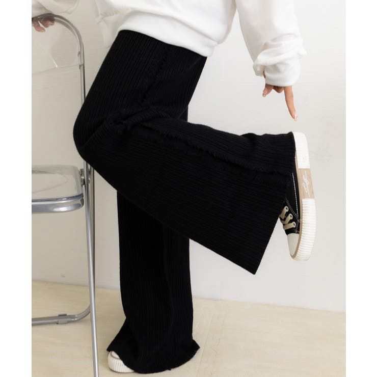 サイドフリンジ リブニットパンツ 暖かい | SUNSHINE CLOSET | 詳細画像14 