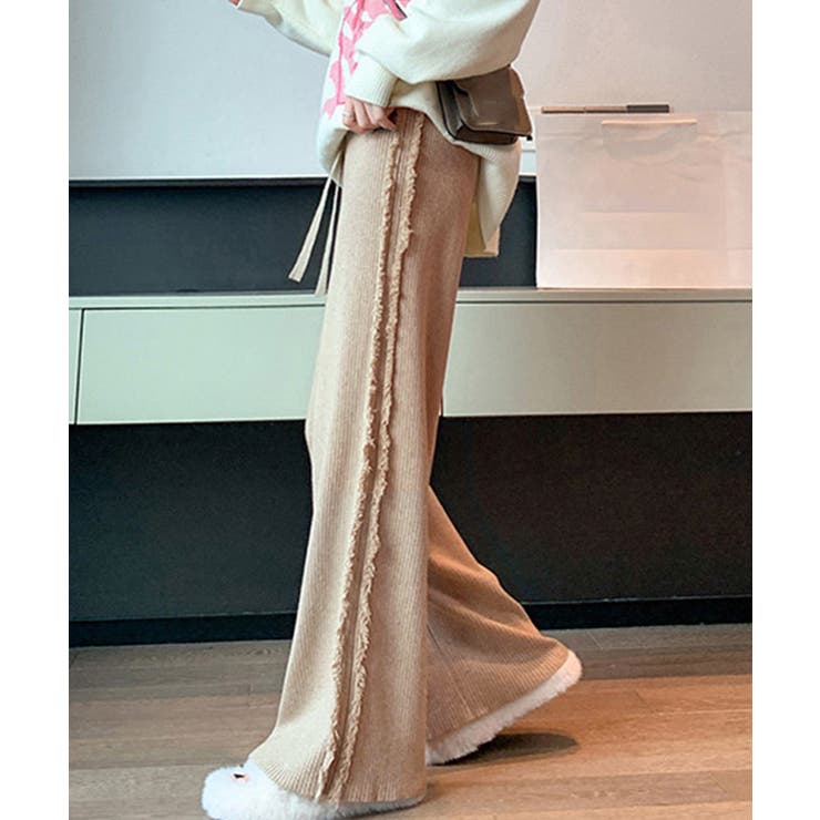 サイドフリンジ リブニットパンツ 暖かい | SUNSHINE CLOSET | 詳細画像3 