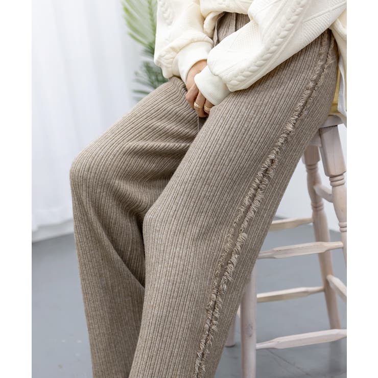 サイドフリンジ リブニットパンツ 暖かい | SUNSHINE CLOSET | 詳細画像35 