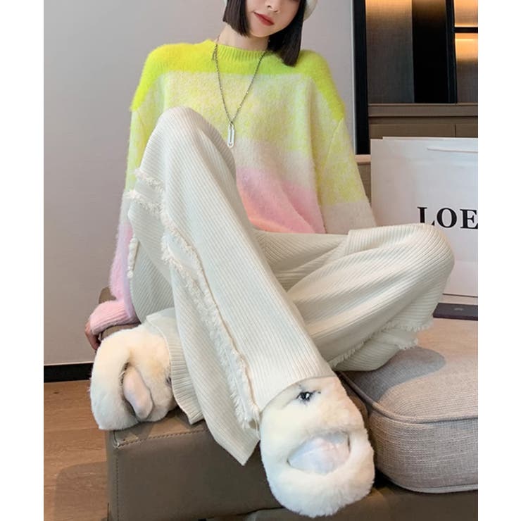 サイドフリンジ リブニットパンツ 暖かい | SUNSHINE CLOSET | 詳細画像9 