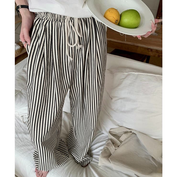 ストライプセミワイドパンツ ハイウエスト | SUNSHINE CLOSET | 詳細画像1 