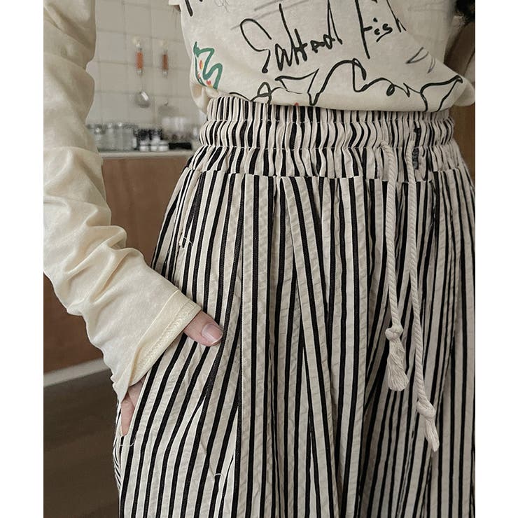 ストライプセミワイドパンツ ハイウエスト | SUNSHINE CLOSET | 詳細画像18 