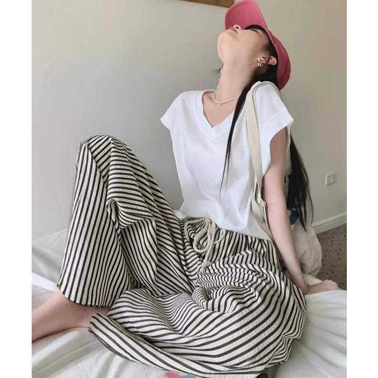 ストライプセミワイドパンツ ハイウエスト | SUNSHINE CLOSET | 詳細画像2 