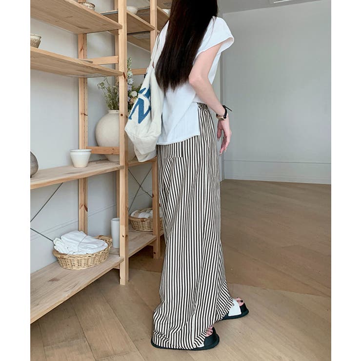 ストライプセミワイドパンツ ハイウエスト | SUNSHINE CLOSET | 詳細画像4 