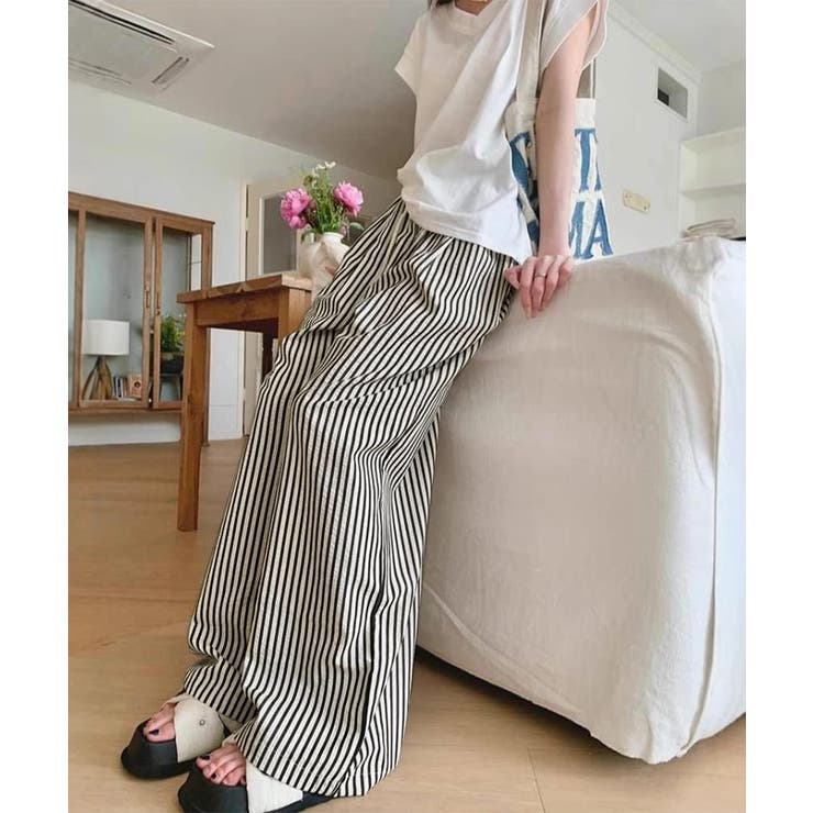 ストライプセミワイドパンツ ハイウエスト | SUNSHINE CLOSET | 詳細画像5 