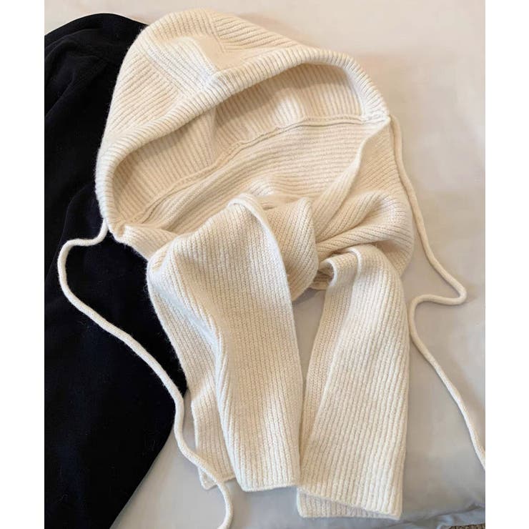 フード付きニットマフラーレディースリブニット帽暖かいフードウォーマーあったか 大… | SUNSHINE CLOSET | 詳細画像25 