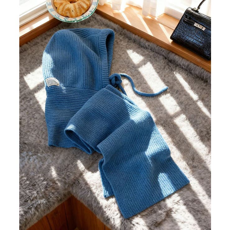 フード付きニットマフラーレディースリブニット帽暖かいフードウォーマーあったか 大… | SUNSHINE CLOSET | 詳細画像26 