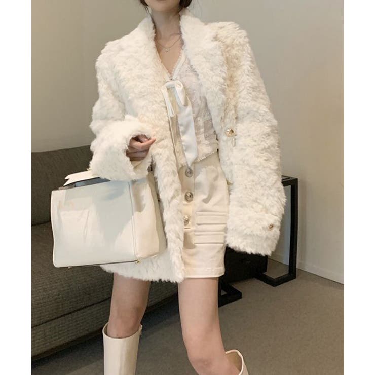 レディース フェミニン暖かボアジャケット きれいめフェイクファーコート | SUNSHINE CLOSET | 詳細画像12 