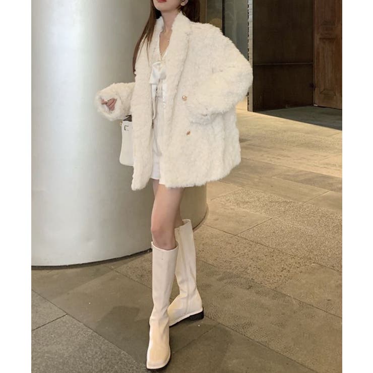 レディース フェミニン暖かボアジャケット きれいめフェイクファーコート | SUNSHINE CLOSET | 詳細画像7 