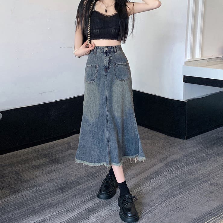デニムスカート ロング Aラインスカート[品番：AGCW0004786]｜SUNSHINE