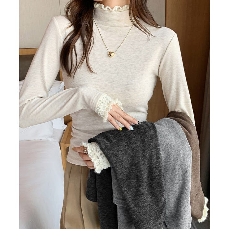 レースフリル付きハイネックリブニットソー | SUNSHINE CLOSET | 詳細画像11 