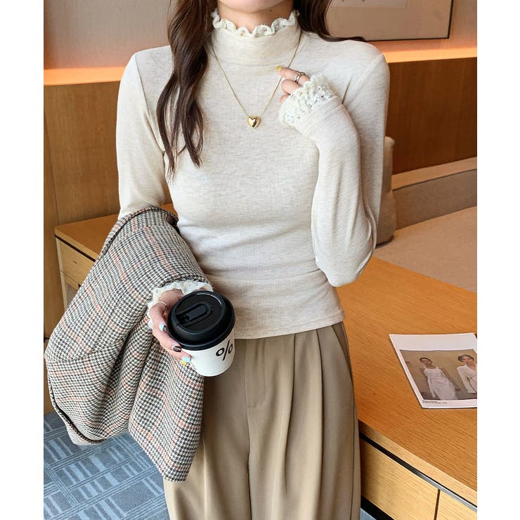 レースフリル付きハイネックリブニットソー | SUNSHINE CLOSET | 詳細画像12 