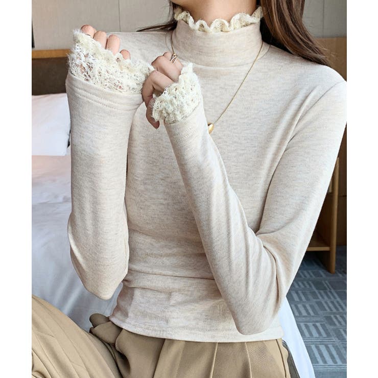 レースフリル付きハイネックリブニットソー | SUNSHINE CLOSET | 詳細画像14 