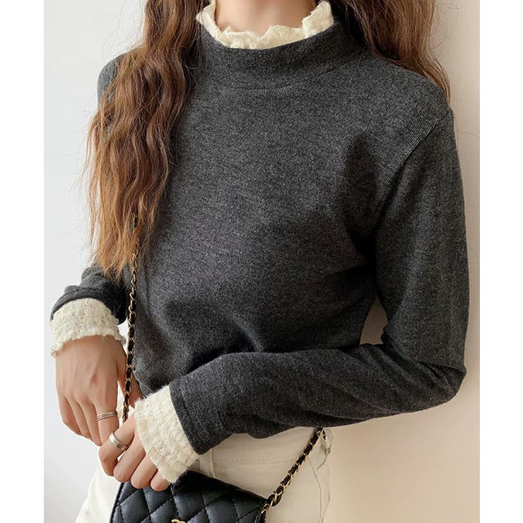 レースフリル付きハイネックリブニットソー | SUNSHINE CLOSET | 詳細画像18 