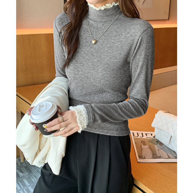 レースフリル付きハイネックリブニットソー | SUNSHINE CLOSET | 詳細画像2 