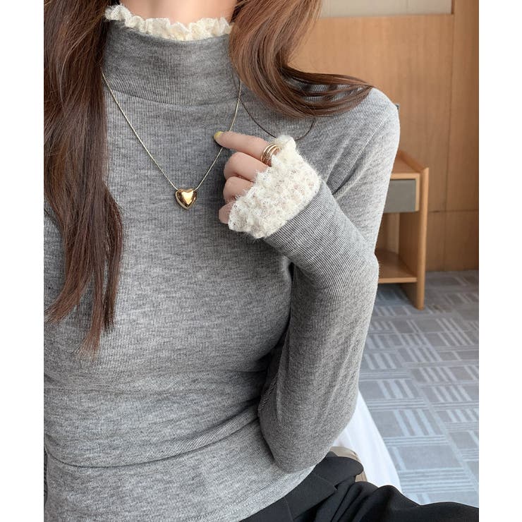 レースフリル付きハイネックリブニットソー | SUNSHINE CLOSET | 詳細画像5 