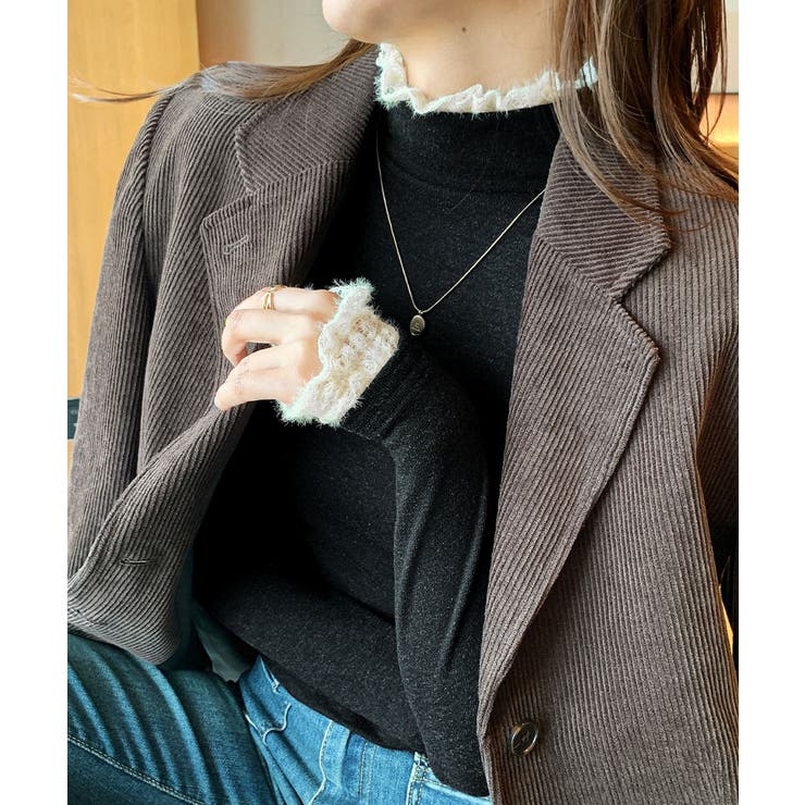 レースフリル付きハイネックリブニットソー | SUNSHINE CLOSET | 詳細画像7 