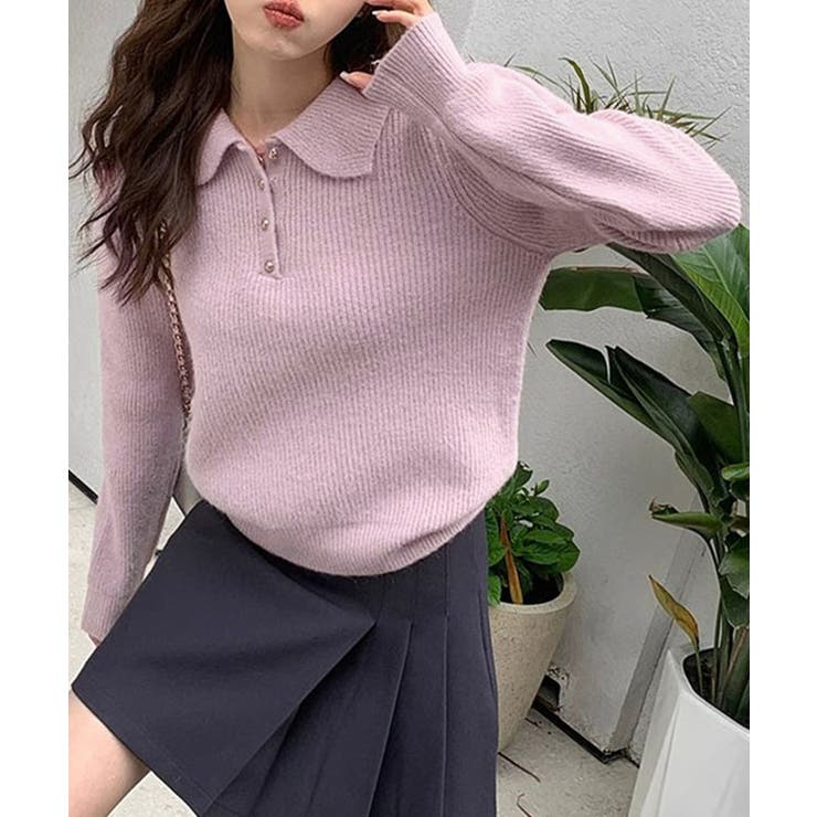 ポロカラーニットトップス ゴールドボタン | SUNSHINE CLOSET | 詳細画像25 