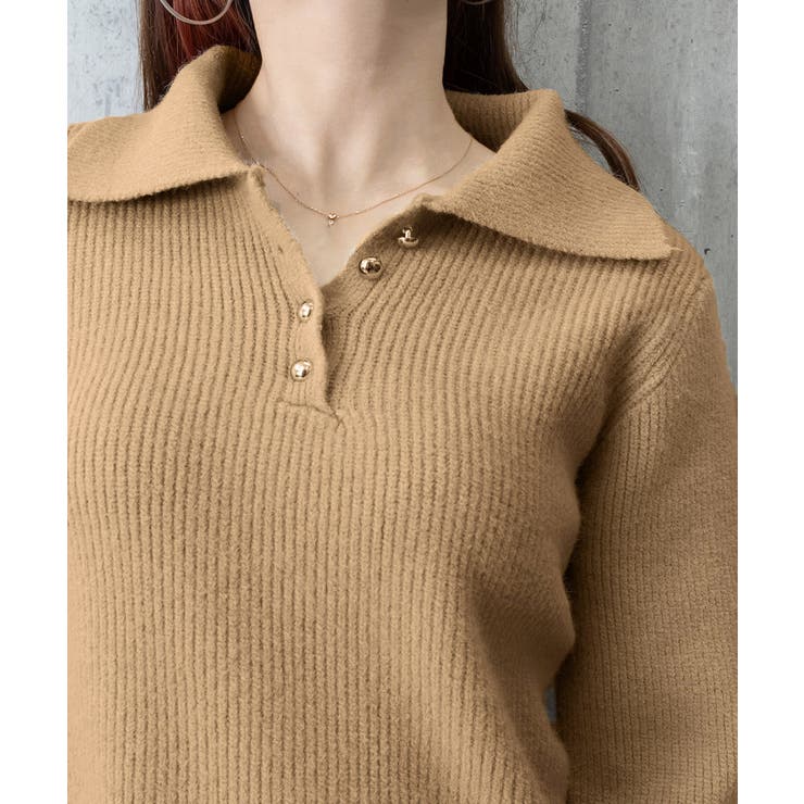 ポロカラーニットトップス ゴールドボタン | SUNSHINE CLOSET | 詳細画像30 