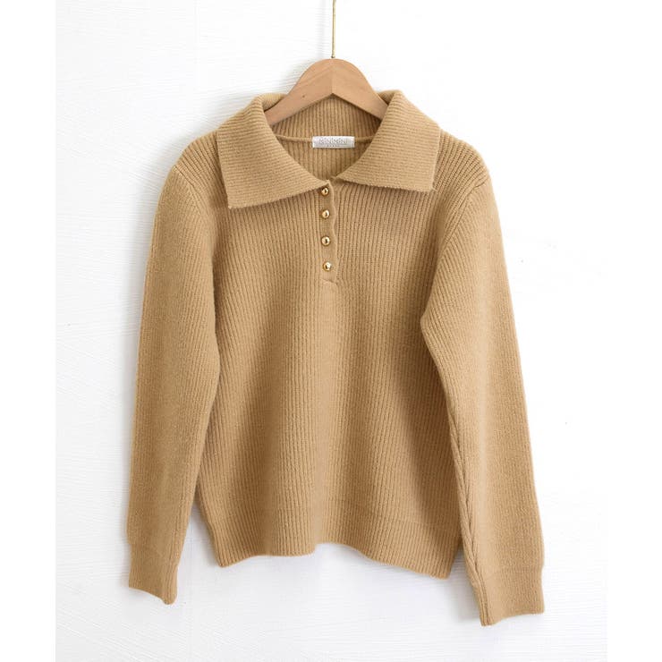 ポロカラーニットトップス ゴールドボタン | SUNSHINE CLOSET | 詳細画像31 