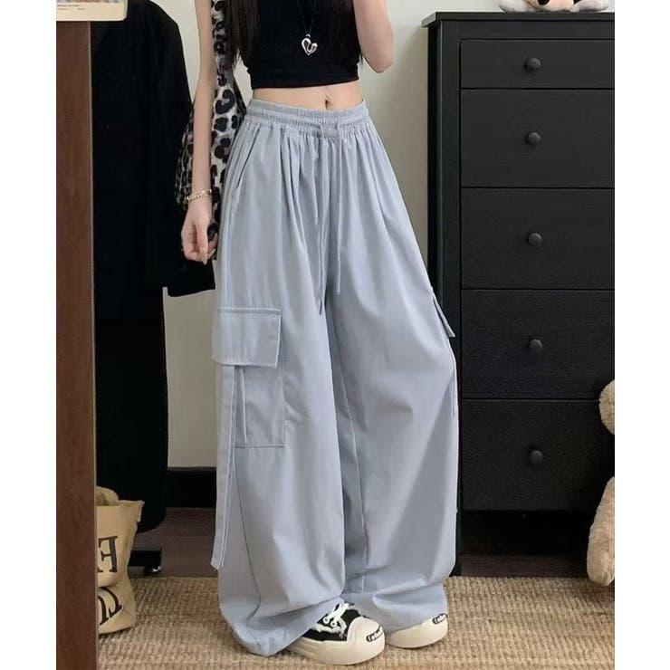 レディース ハイウエストナイロンワイドパンツ 韓国風ワークパンツ | SUNSHINE CLOSET | 詳細画像16 