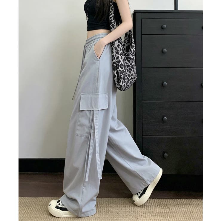 レディース ハイウエストナイロンワイドパンツ 韓国風ワークパンツ | SUNSHINE CLOSET | 詳細画像17 
