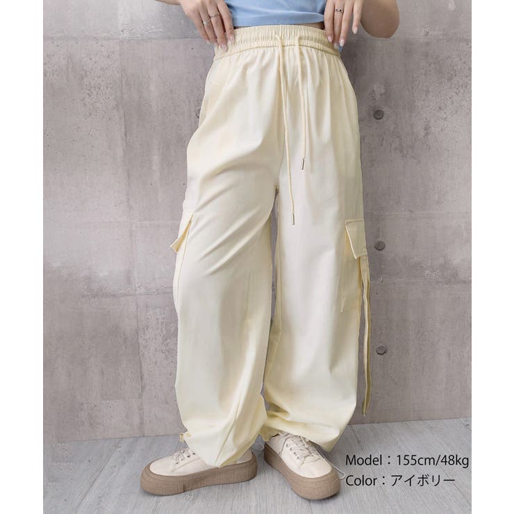 レディース ハイウエストナイロンワイドパンツ 韓国風ワークパンツ | SUNSHINE CLOSET | 詳細画像21 