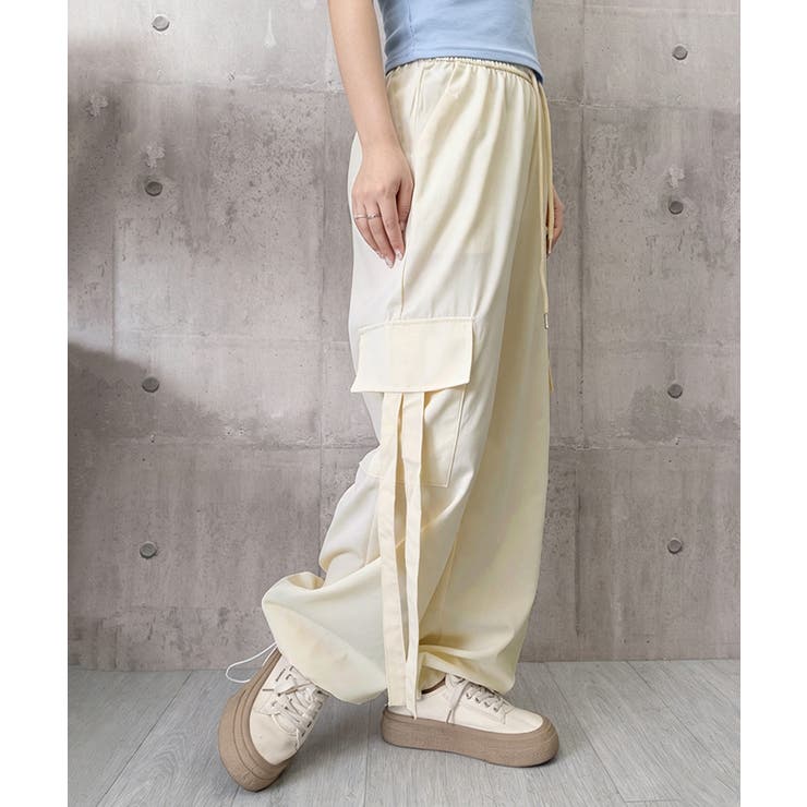 レディース ハイウエストナイロンワイドパンツ 韓国風ワークパンツ | SUNSHINE CLOSET | 詳細画像22 