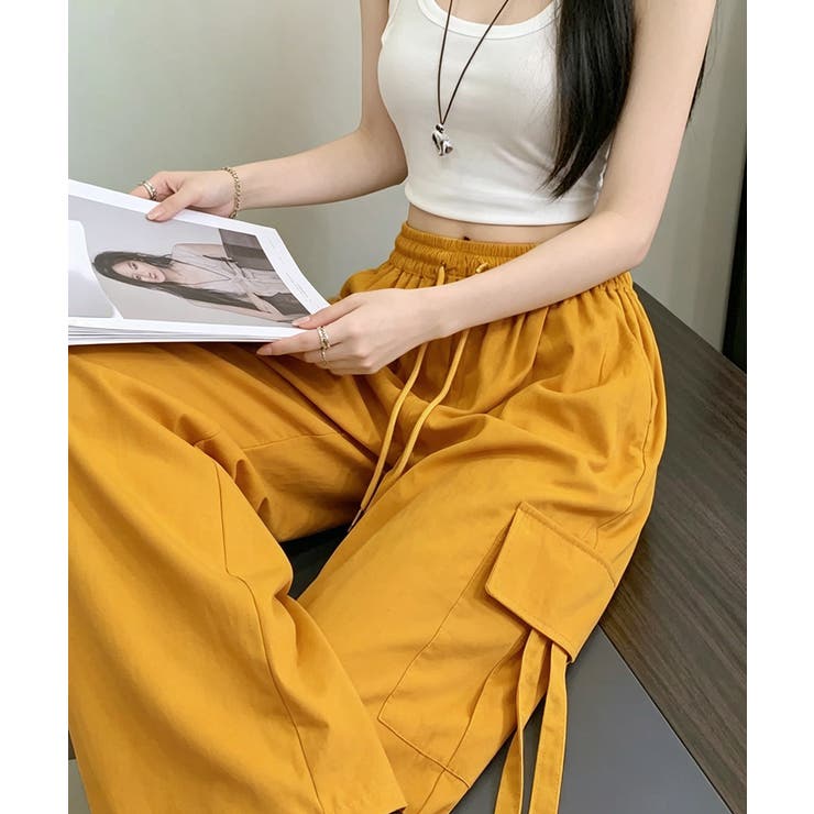 レディース ハイウエストナイロンワイドパンツ 韓国風ワークパンツ | SUNSHINE CLOSET | 詳細画像5 