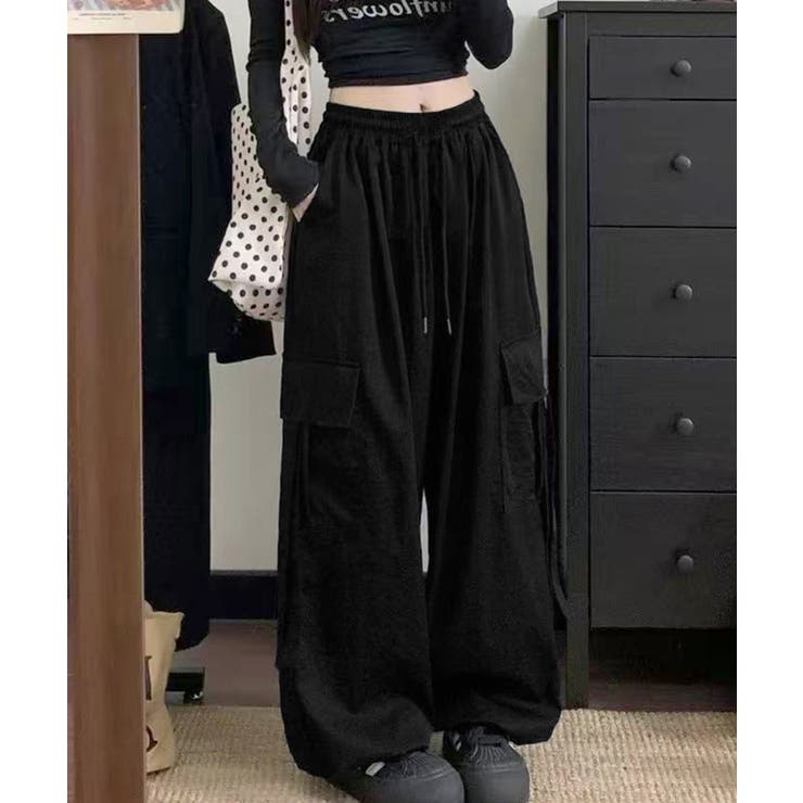 レディース ハイウエストナイロンワイドパンツ 韓国風ワークパンツ | SUNSHINE CLOSET | 詳細画像6 