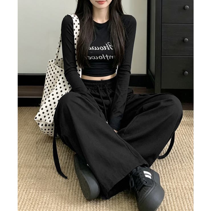 レディース ハイウエストナイロンワイドパンツ 韓国風ワークパンツ | SUNSHINE CLOSET | 詳細画像9 