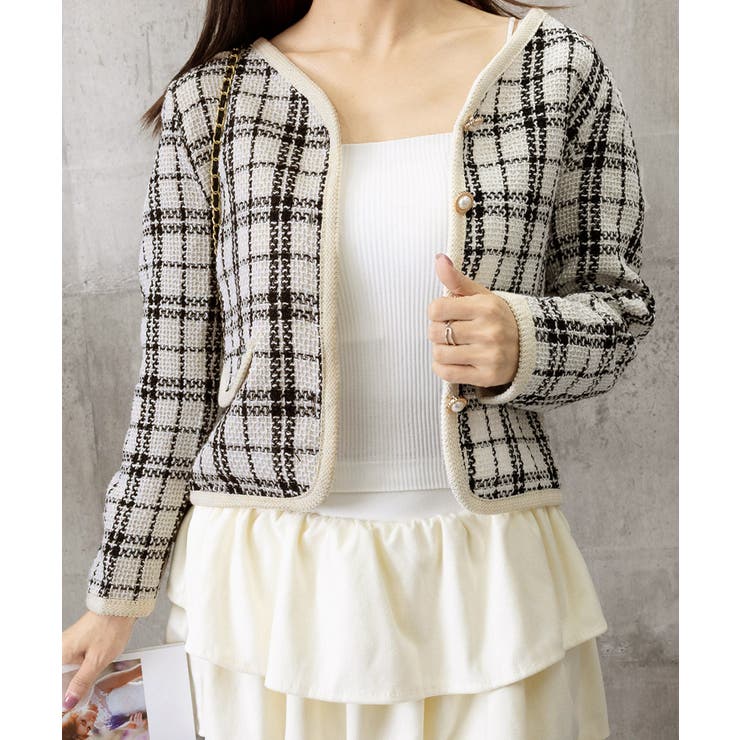 韓国風ツイードジャケット ライトアウター | SUNSHINE CLOSET | 詳細画像18 