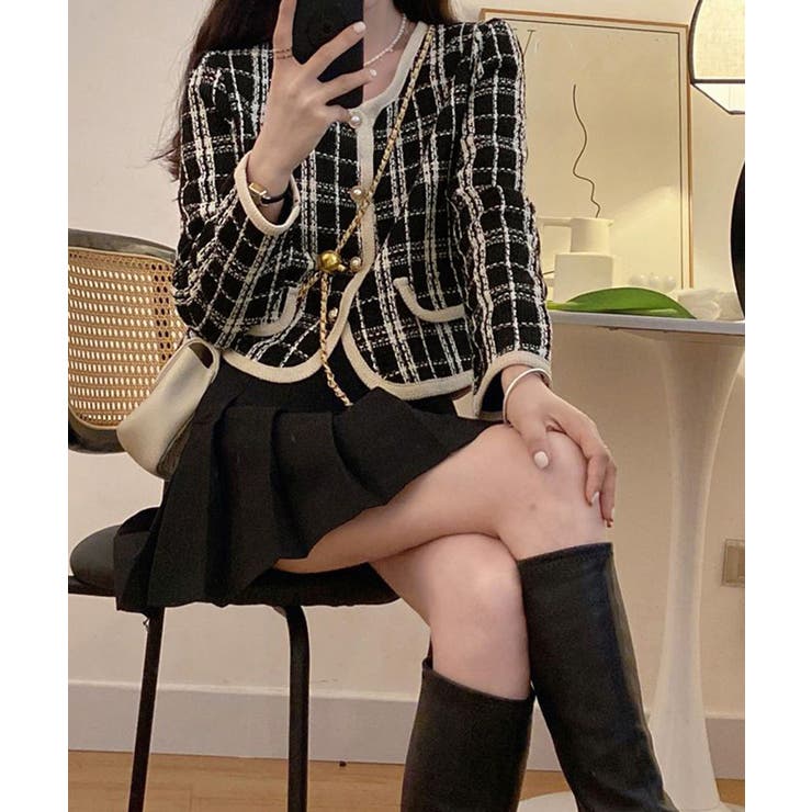 韓国風ツイードジャケット ライトアウター | SUNSHINE CLOSET | 詳細画像3 