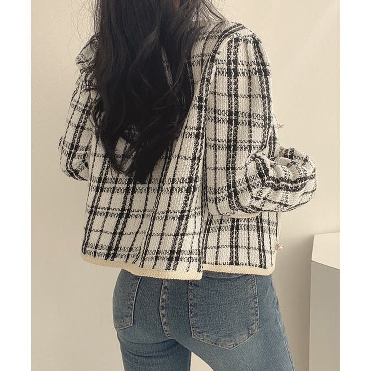 韓国風ツイードジャケット ライトアウター | SUNSHINE CLOSET | 詳細画像6 