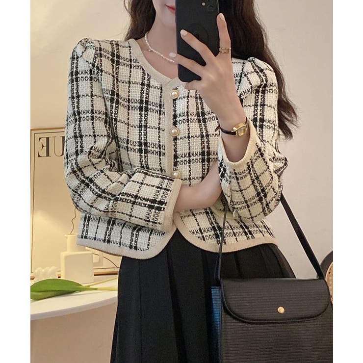 韓国風ツイードジャケット ライトアウター | SUNSHINE CLOSET | 詳細画像8 