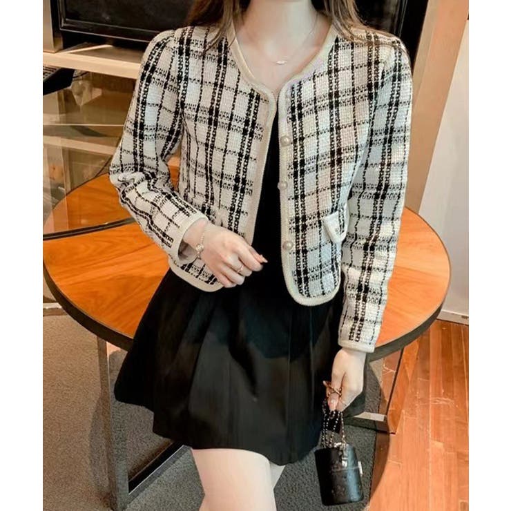 韓国風ツイードジャケット ライトアウター | SUNSHINE CLOSET | 詳細画像9 