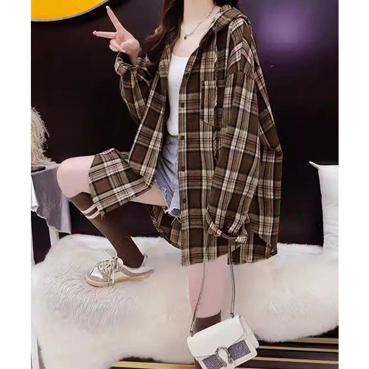 BIGフードシャツ レディース ゆったりレトロ | SUNSHINE CLOSET | 詳細画像14 