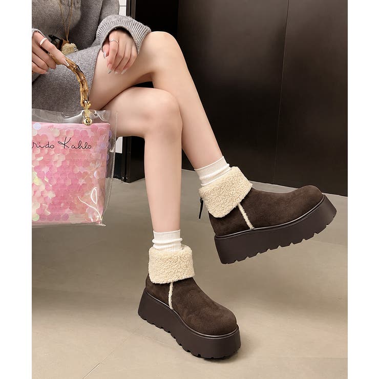 あったかスエード調ムートンブーツボリュームソールシューズ軽量 歩きやすいカジュア… | SUNSHINE CLOSET | 詳細画像10 