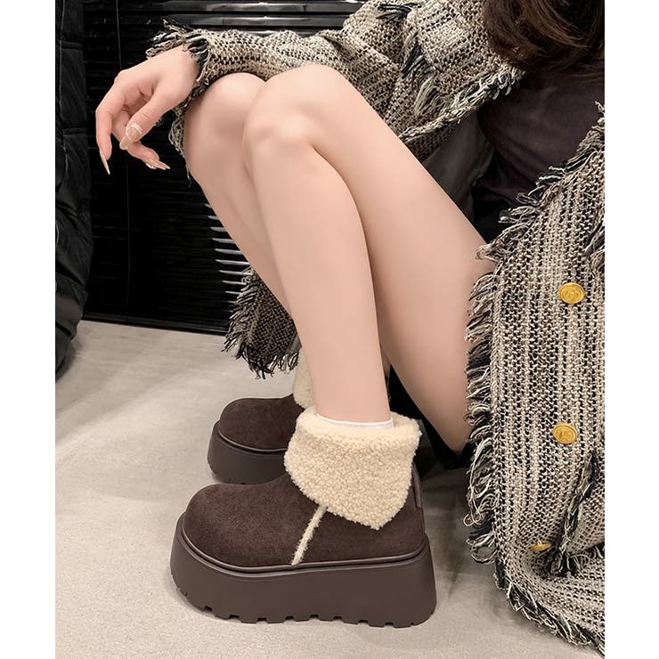 あったかスエード調ムートンブーツボリュームソールシューズ軽量 歩きやすいカジュア… | SUNSHINE CLOSET | 詳細画像18 