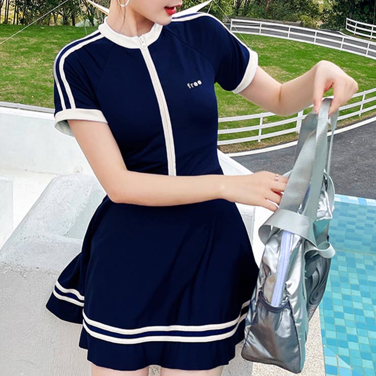 水色半袖ワンピース未使用 Sawa a la mode レディース ワンピース 紺 ネイビー 羽織り