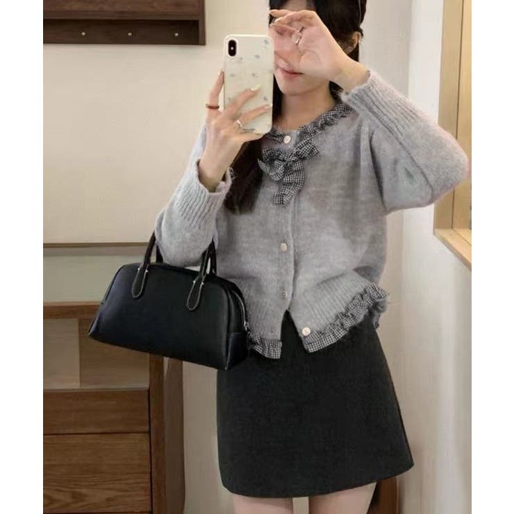 フリルカラーニットリボンカーディガン甘め | SUNSHINE CLOSET | 詳細画像4 