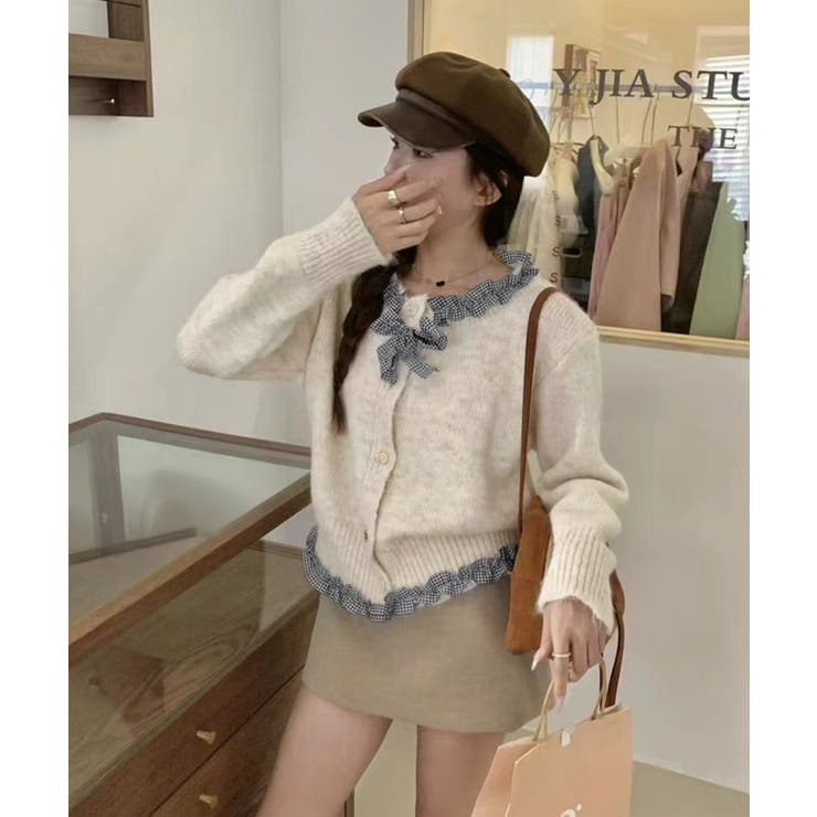 フリルカラーニットリボンカーディガン甘め | SUNSHINE CLOSET | 詳細画像6 